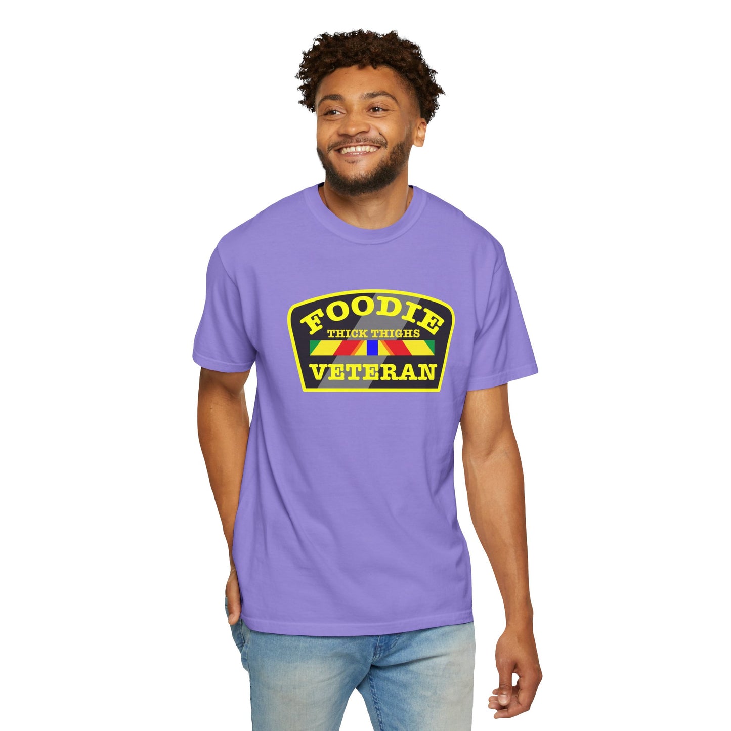 L.O.E.F Foodie Veteran THICK THIGHS Unisex Tee Shirt (Yellow)