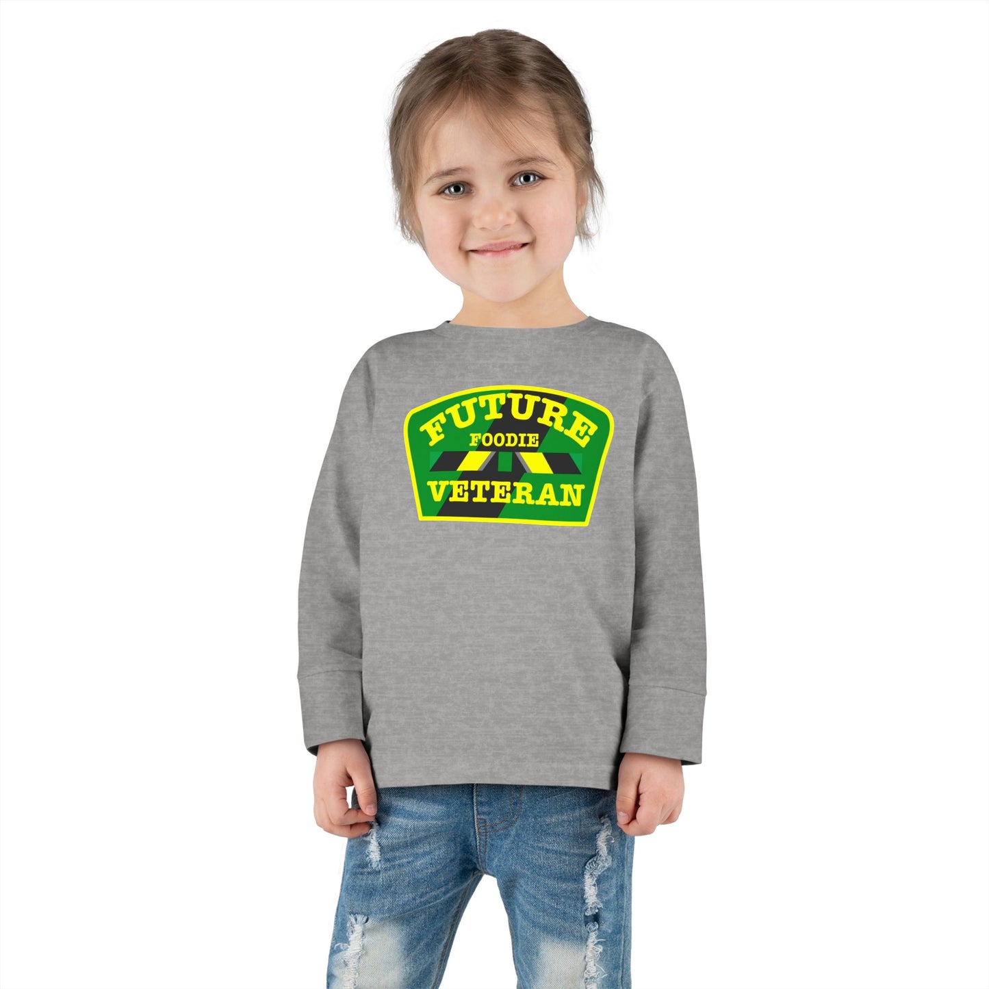 L.O.E.F Future Foodie Veteran Toddler Long Sleeve Tee (Green and Yellow)