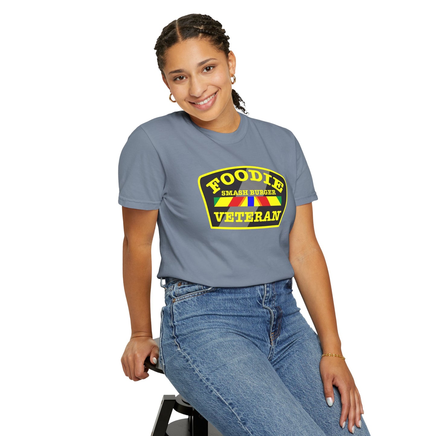 L.O.E.F Foodie Veteran SMASH BURGER Unisex Tee Shirt (Yellow)