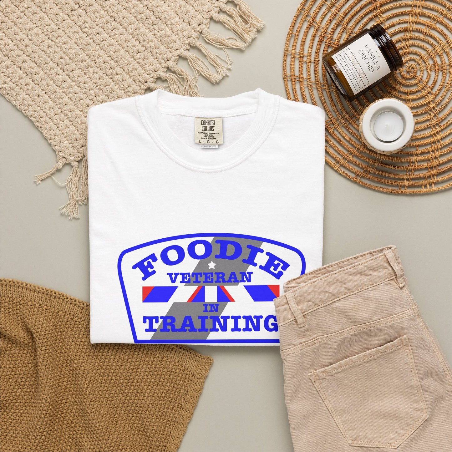 L.O.E.F Foodie Veteran IN TRAINING Unisex Tee Shirt (Blue)