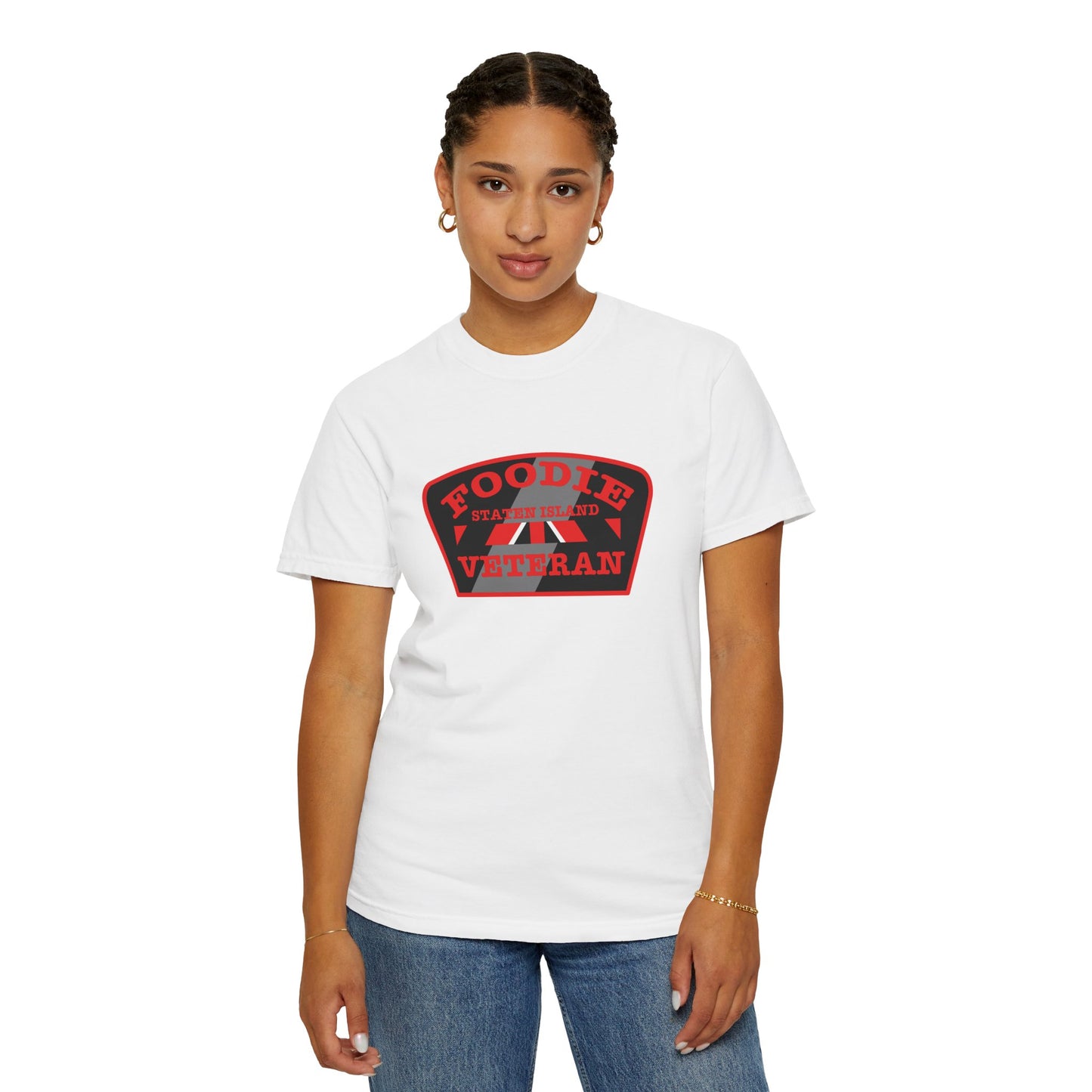 L.O.E.F Foodie Veteran STATEN ISLAND Unisex Tee Shirt (Red)