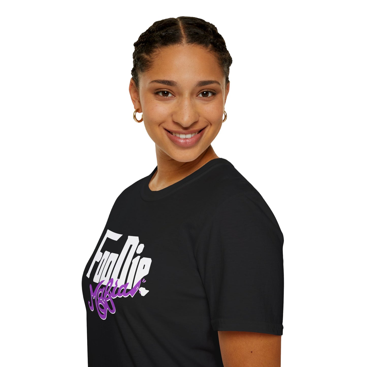 L.O.E.F White Foodie Mafia Unisex Tee Shirt  (Purple)