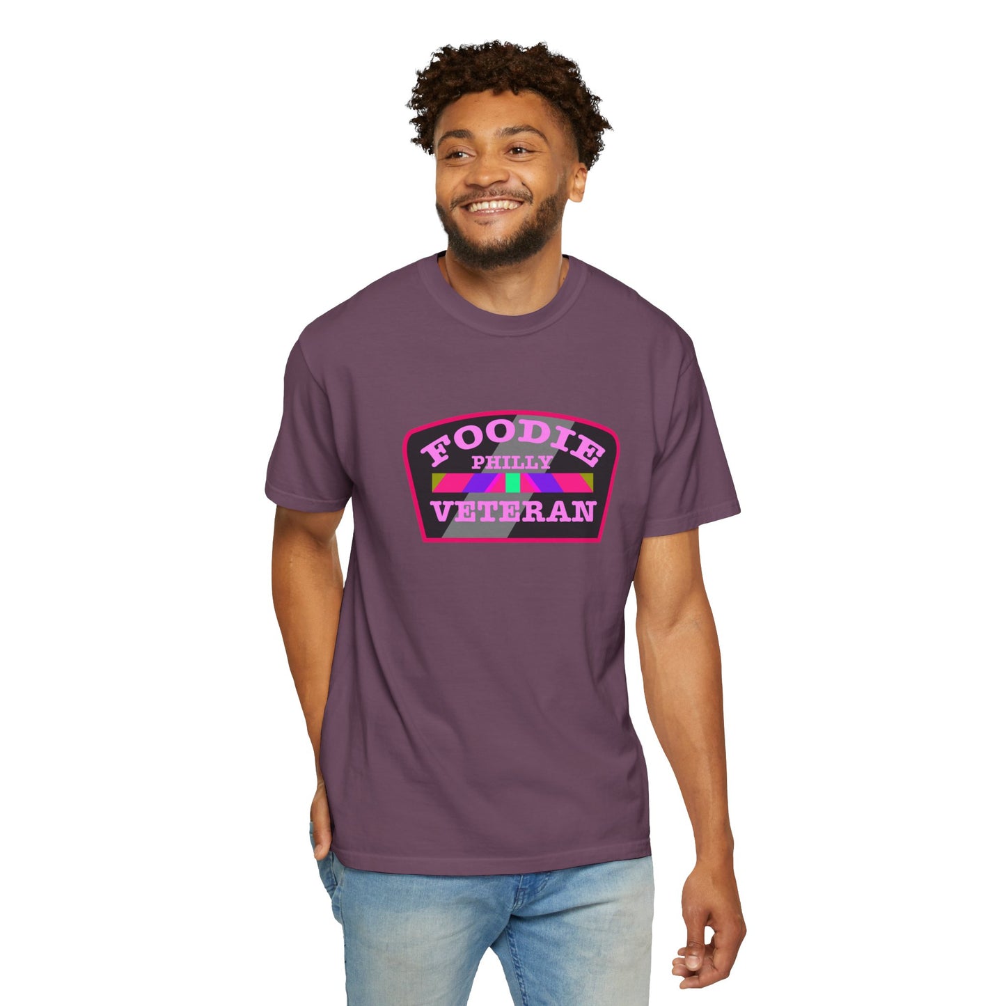 L.O.E.F Foodie Veteran PHILLY Unisex Tee Shirt (Pink)
