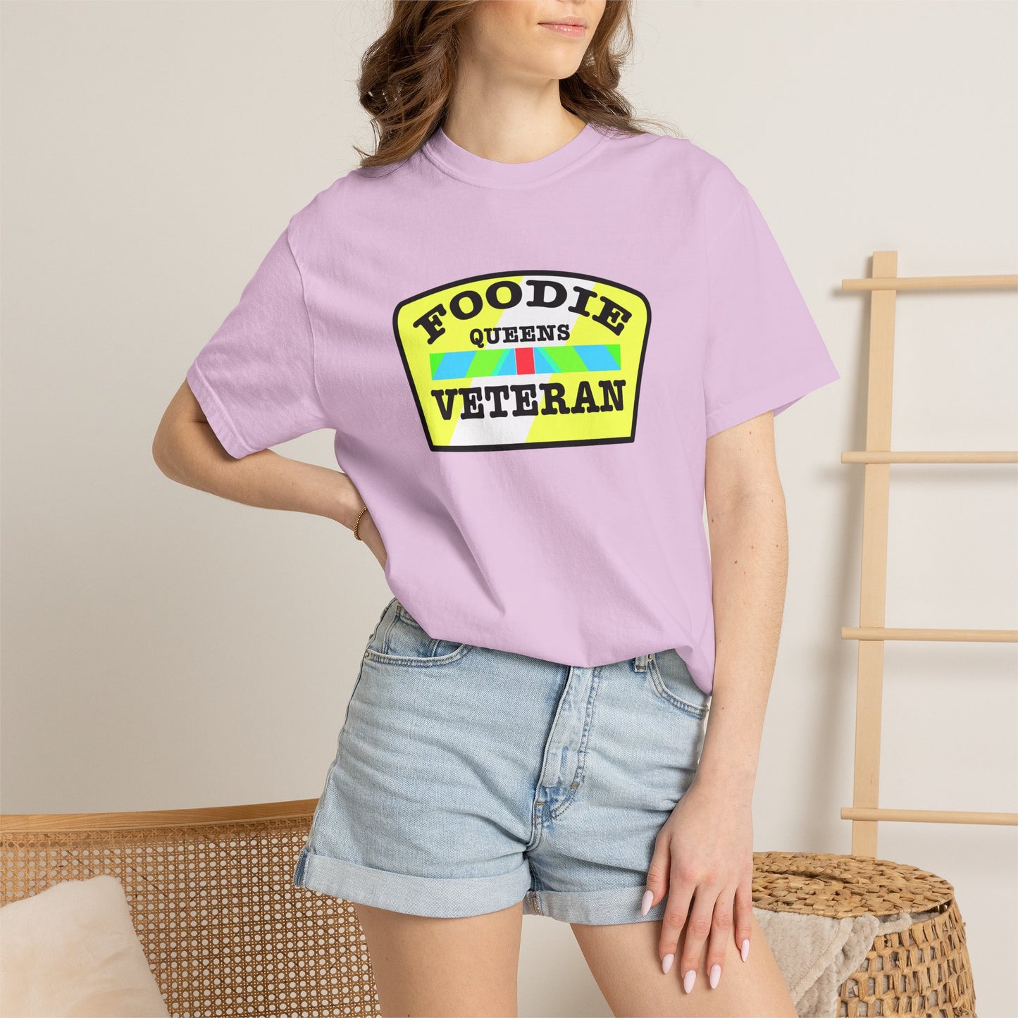 L.O.E.F Foodie Veteran QUEENS Unisex Tee Shirt (Yellow and Black)