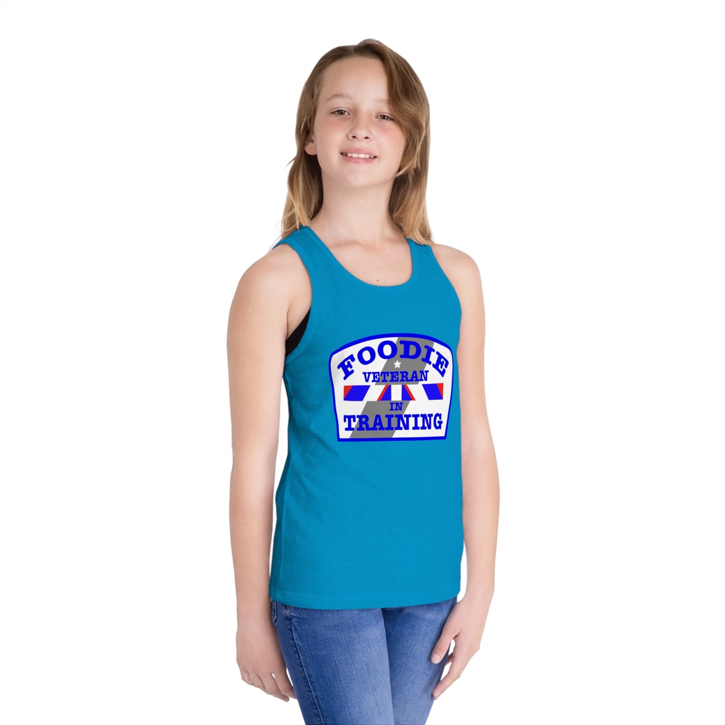 L.O.E.F Foodie Veteran In Training Kids Tank Top (Blue)