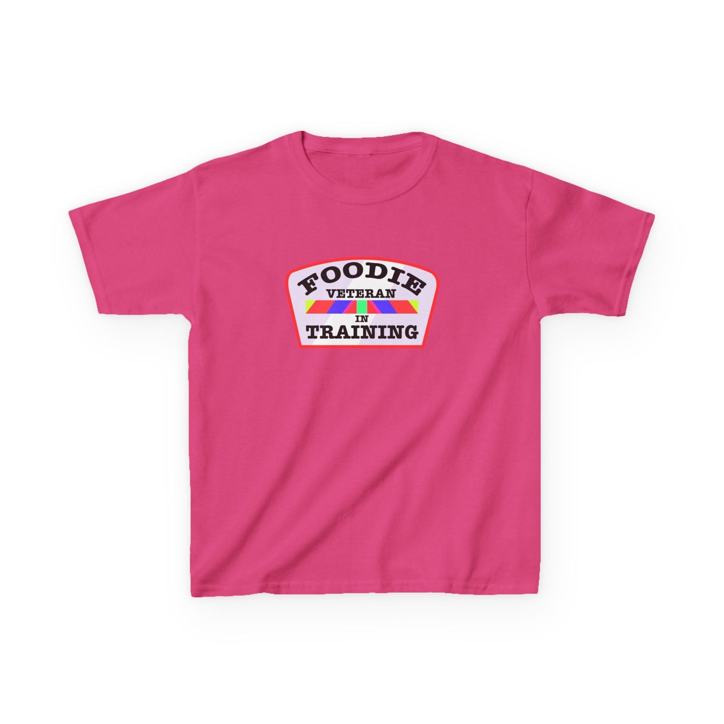 L.O.E.F Foodie Veteran In Training Kids Tee Shirt (Soft Pink)