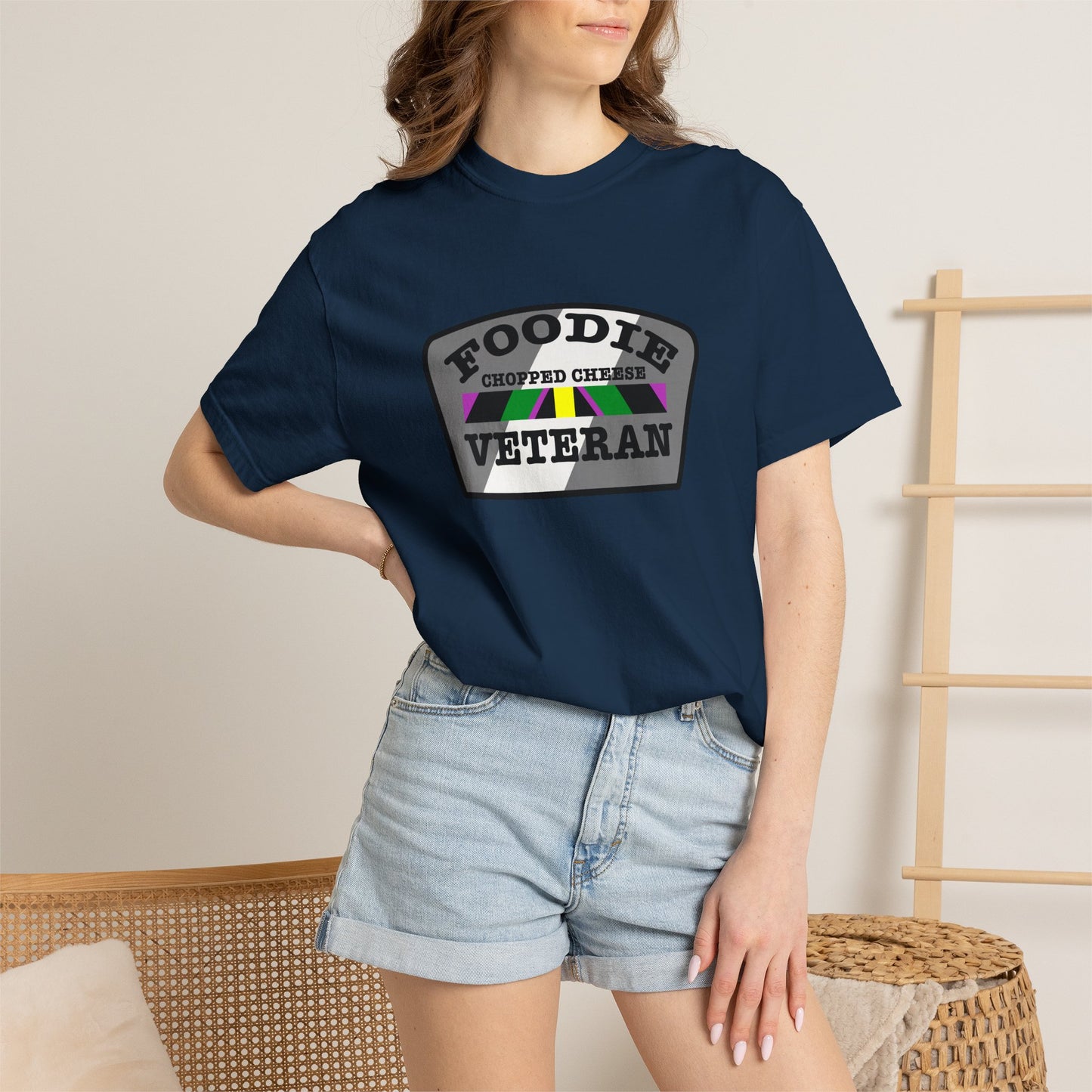 L.O.E.F Foodie Veteran Chopped Cheese Unisex Tee Shirt (Gray)