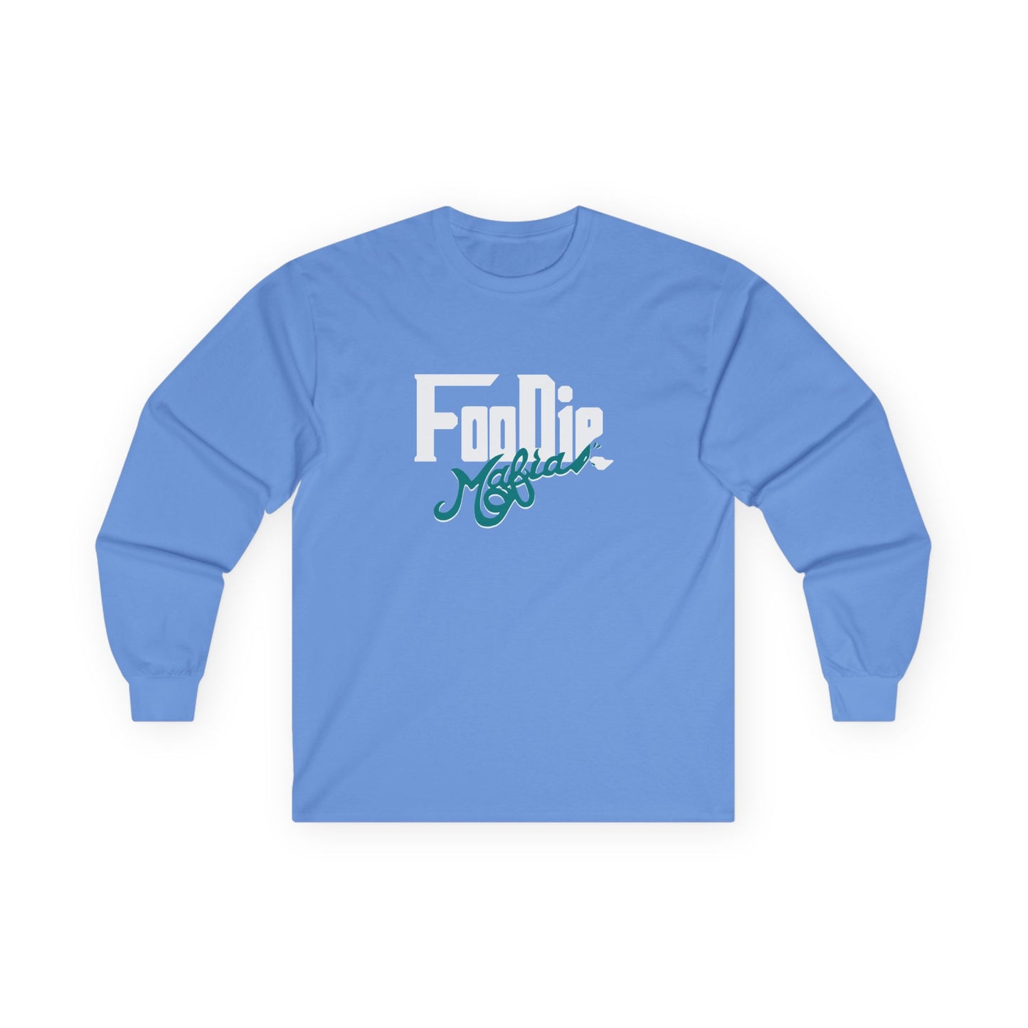 L.O.E.F White Foodie Mafia Unisex Long Sleeve Tee (Teal)