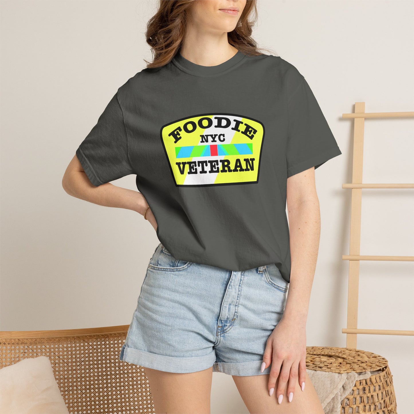 L.O.E.F Foodie Veteran NYC Unisex Tee Shirt (Yellow and Black)