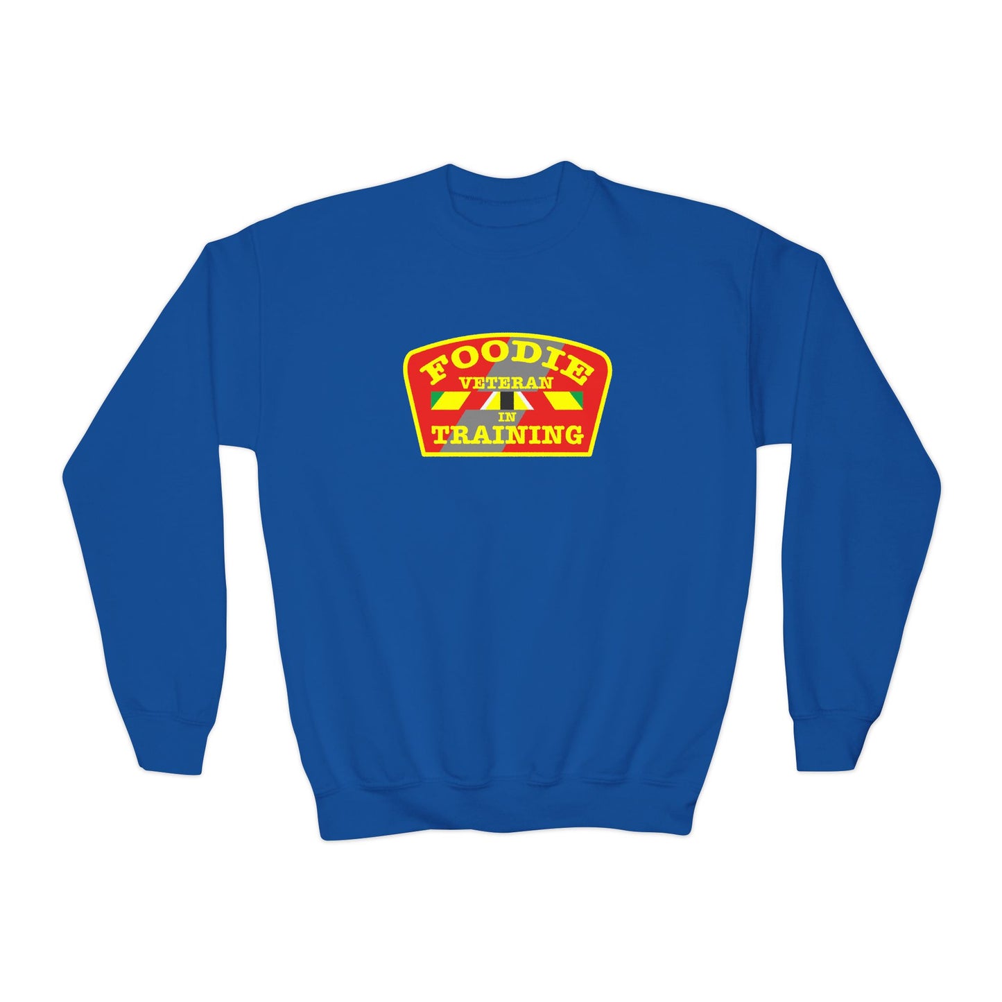 L.O.E.F Foodie Veteran In Training Kids Sweatshirt (Yellow and Red)