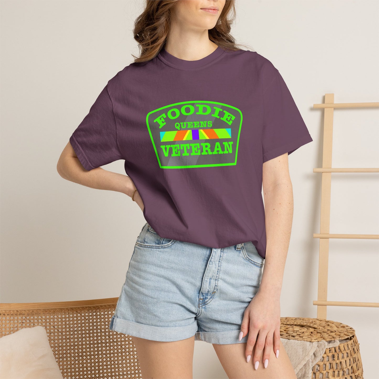 L.O.E.F Foodie Veteran QUEENS Unisex Tee Shirt (Neon Green)