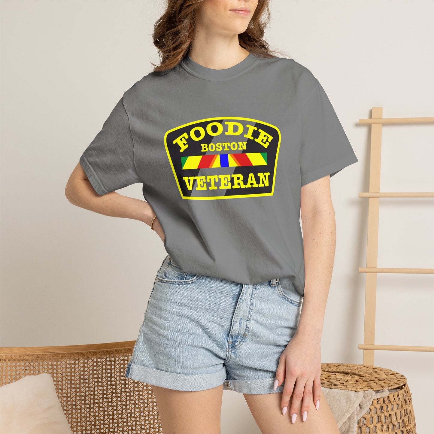 L.O.E.F Foodie Veteran BOSTON Unisex Tee Shirt (Yellow)