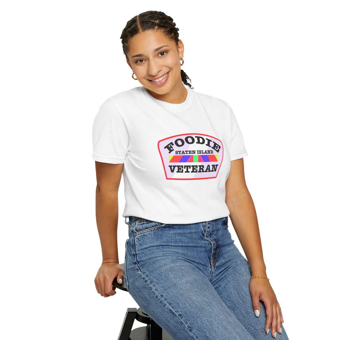 L.O.E.F Foodie Veteran STATEN ISLAND Unisex Tee Shirt (Soft Pink)