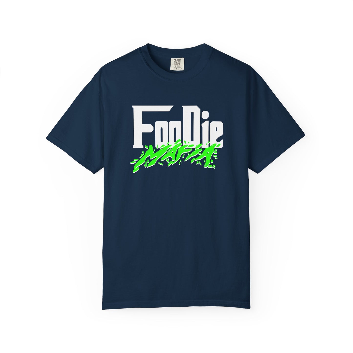 L.O.E.F White Foodie Mafia Unisex Tee Shirt (Neon Green)