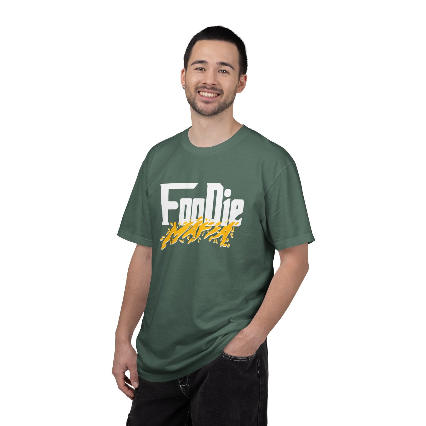 L.O.E.F White Foodie Mafia Unisex Tee Shirt (Mustard)