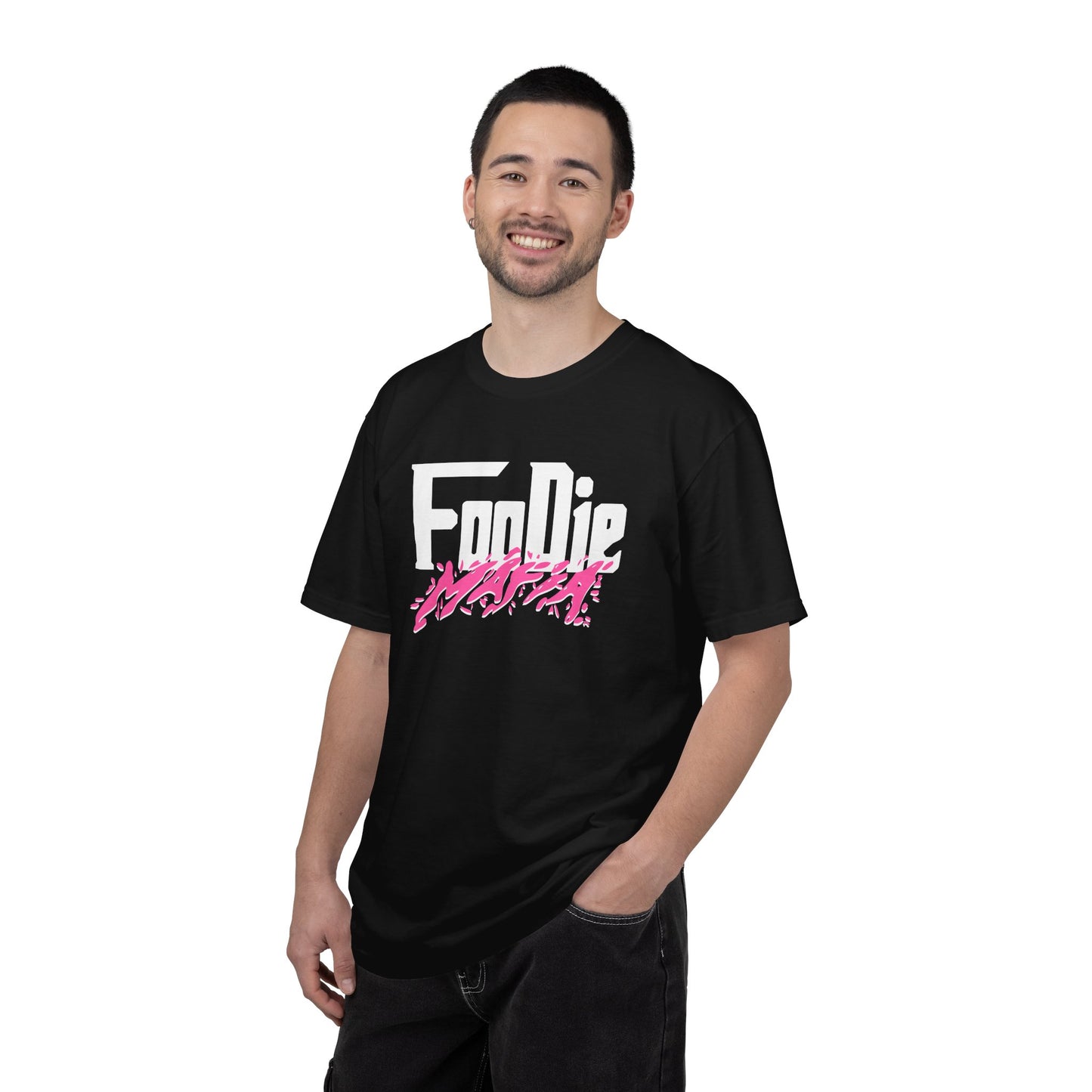 L.O.E.F White Foodie Mafia Unisex Tee Shirt (Hot Pink)