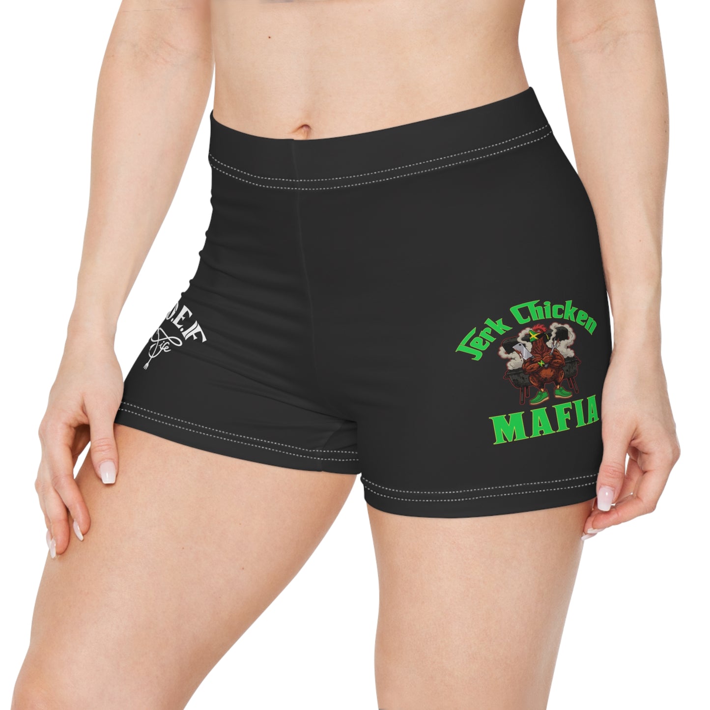 L.O.E.F Jerk Chicken Mafia Women Athletic Shorts