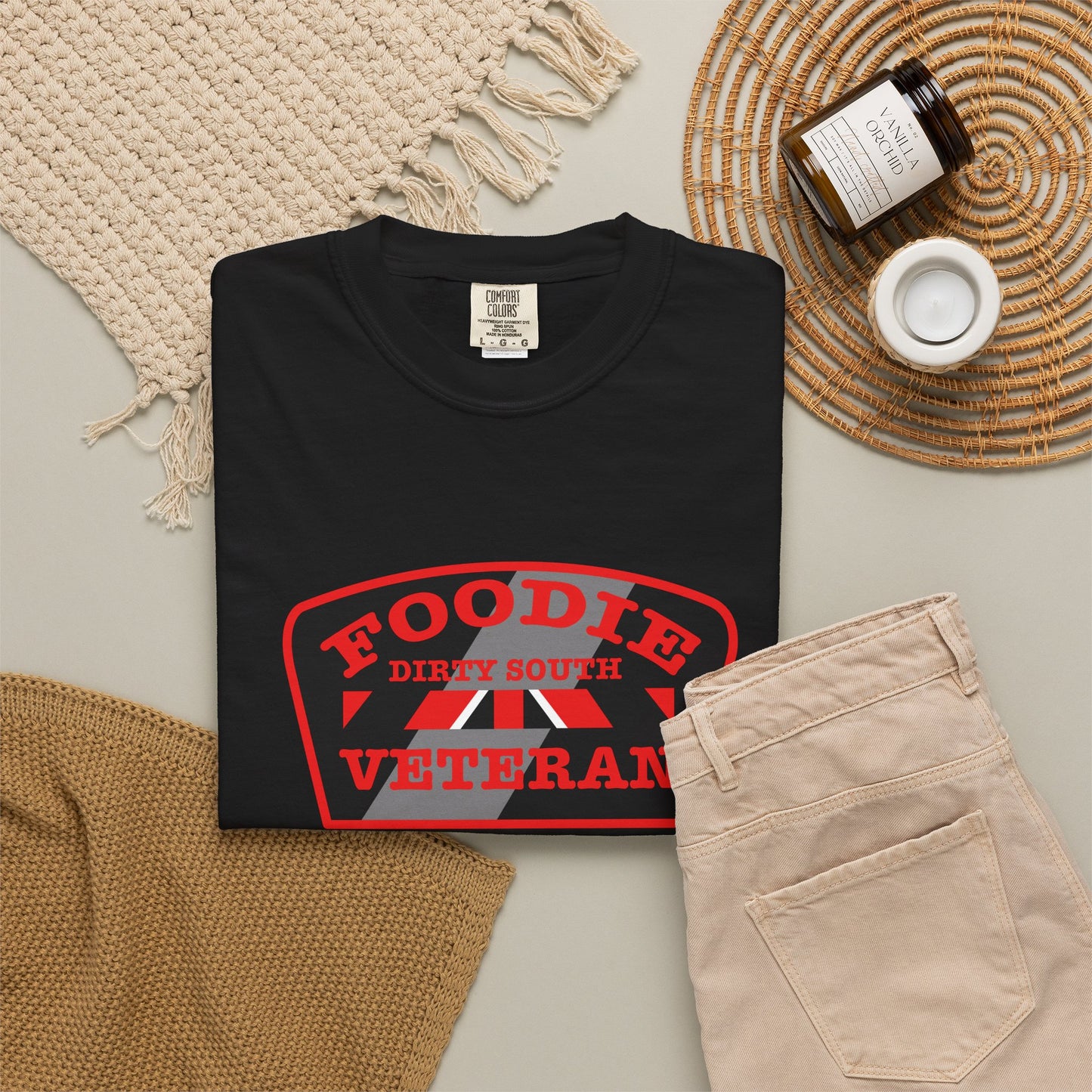 L.O.E.F Foodie Veteran DIRTY SOUTH Unisex Tee Shirt (Red)