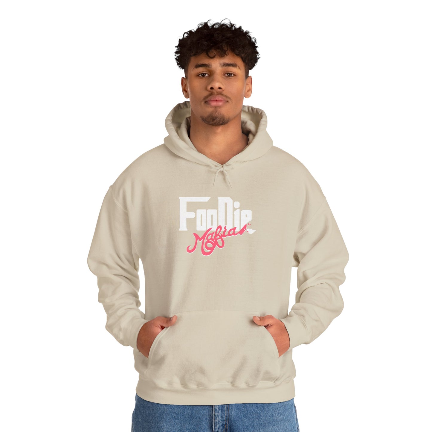 L.O.E.F White Foodie Mafia Unisex Hooded Sweatshirt (Fiery Red)