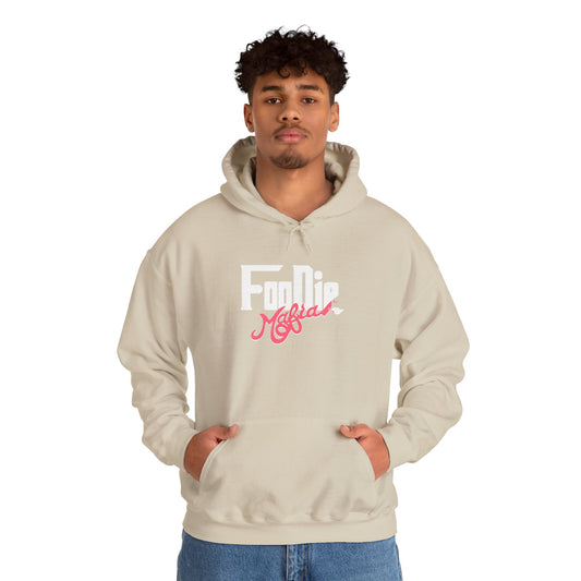 L.O.E.F White Foodie Mafia Unisex Hooded Sweatshirt (Fiery Red)