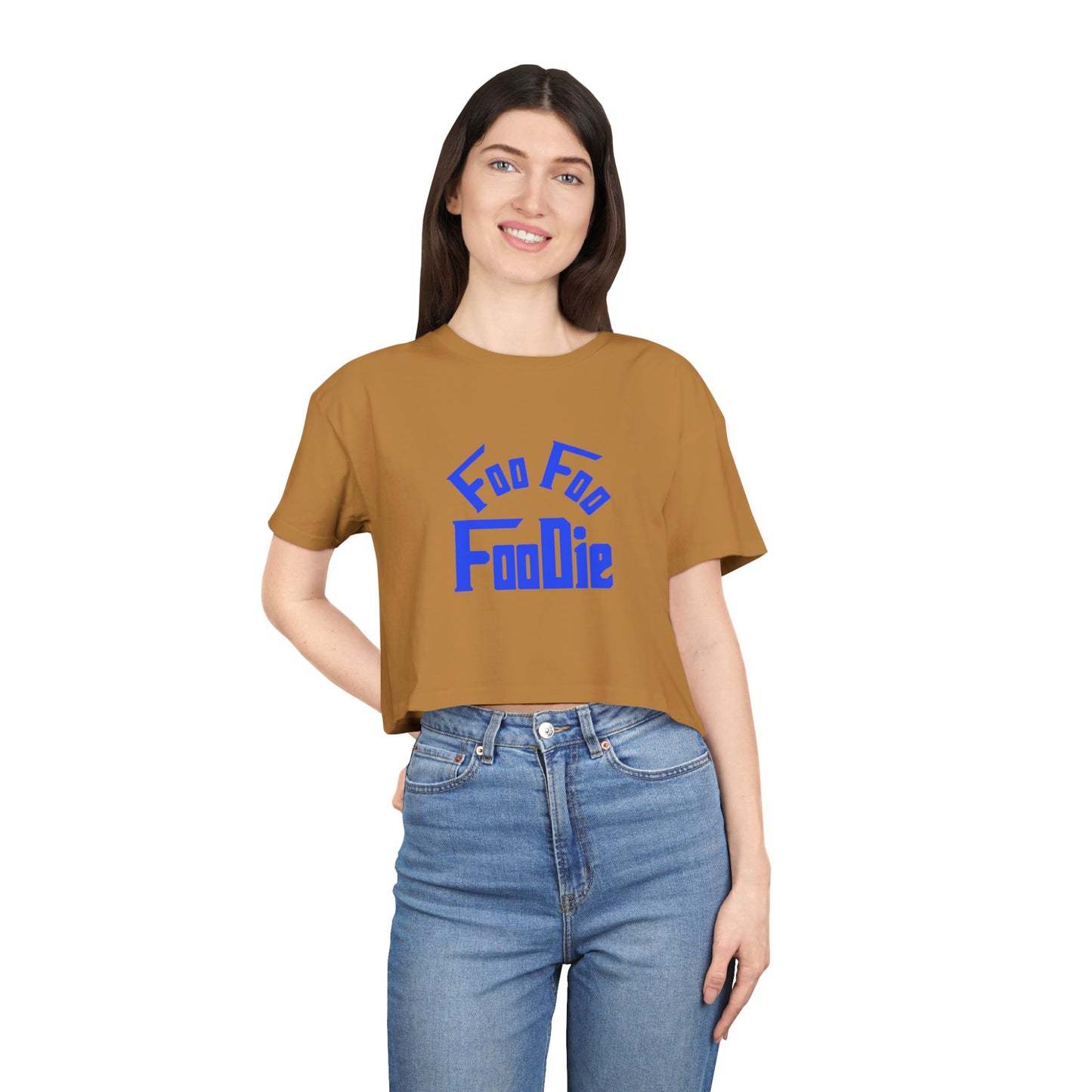 L.O.E.F FOO FOO FOODIE Women Crop Tee(Dark Blue)
