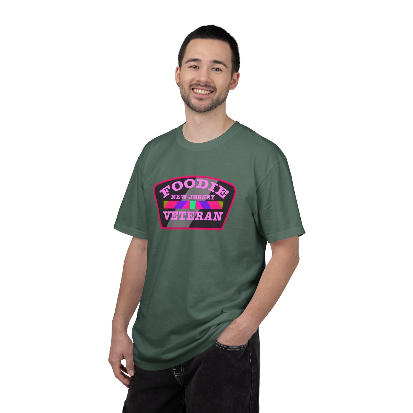 L.O.E.F Foodie Veteran NEW JERSEY Unisex Tee Shirt (Pink)
