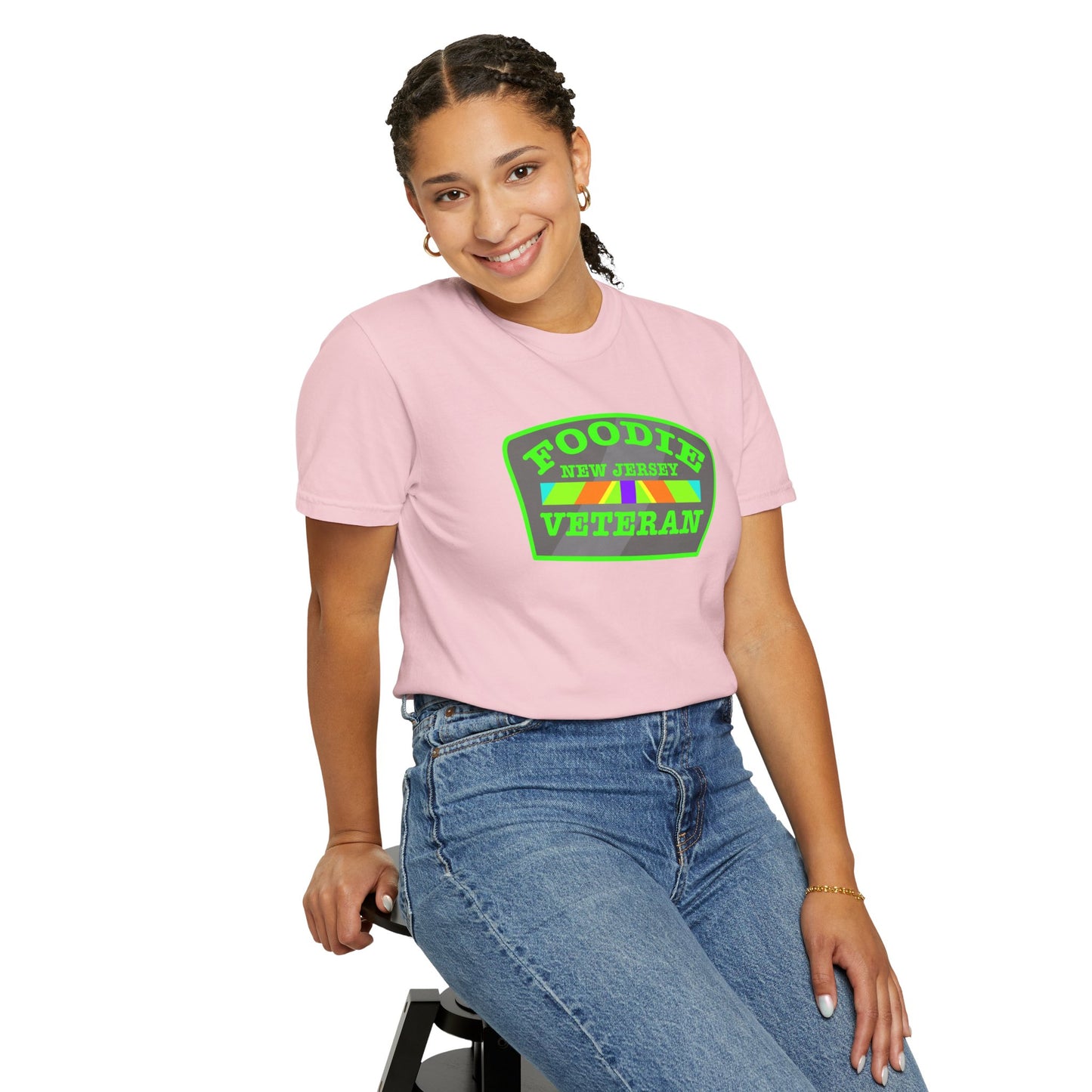 L.O.E.F Foodie Veteran NEW JERSEY Unisex Tee Shirt (Neon Green)