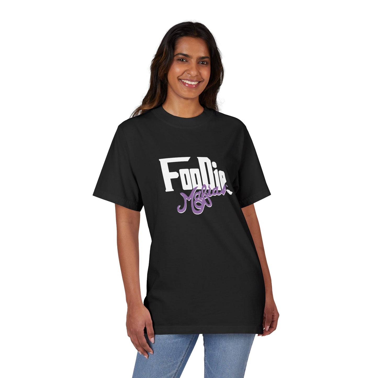 L.O.E.F White Foodie Mafia Unisex Tee shirt (Lavender)