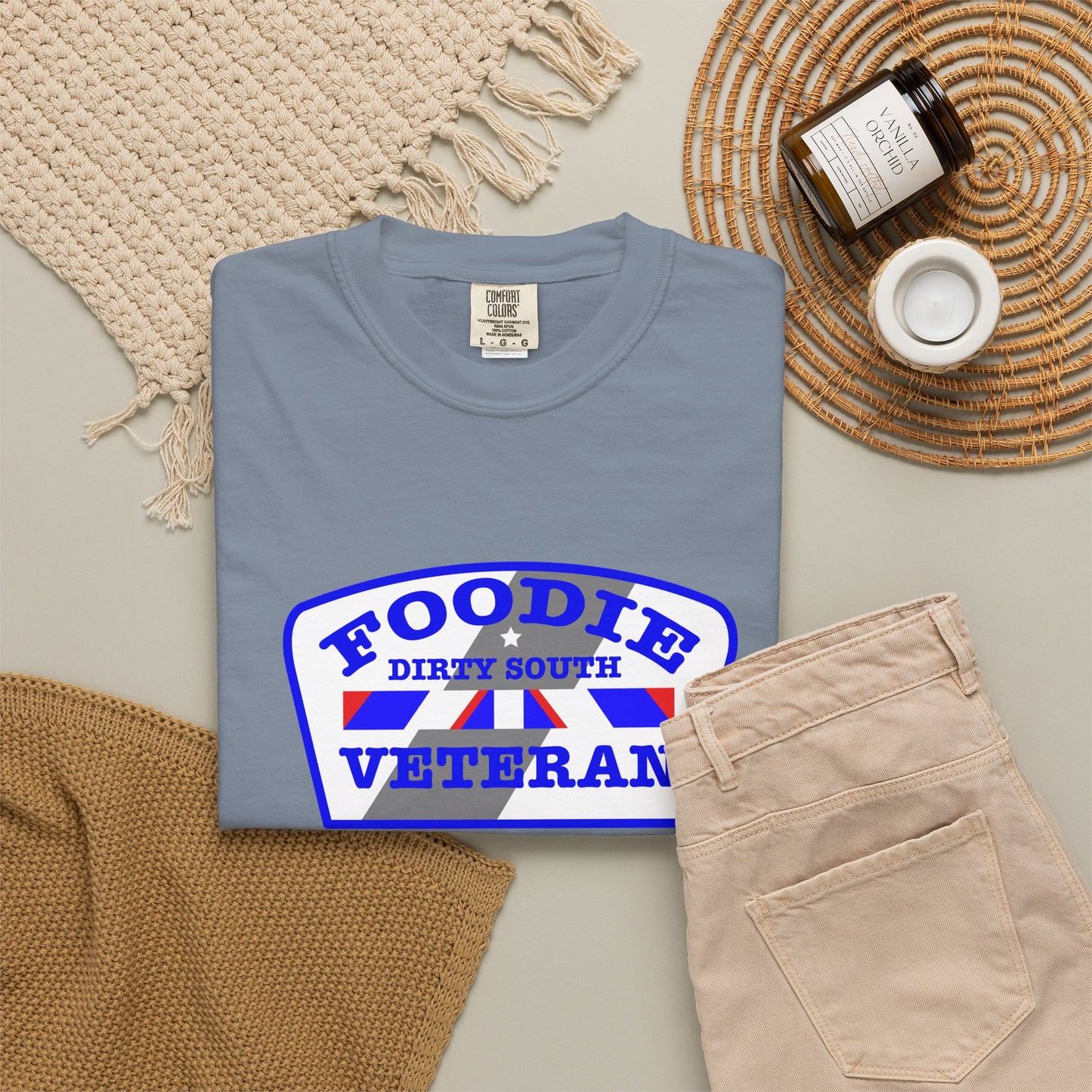 L.O.E.F Foodie Veteran DIRTY SOUTH Unisex Tee Shirt (Blue)