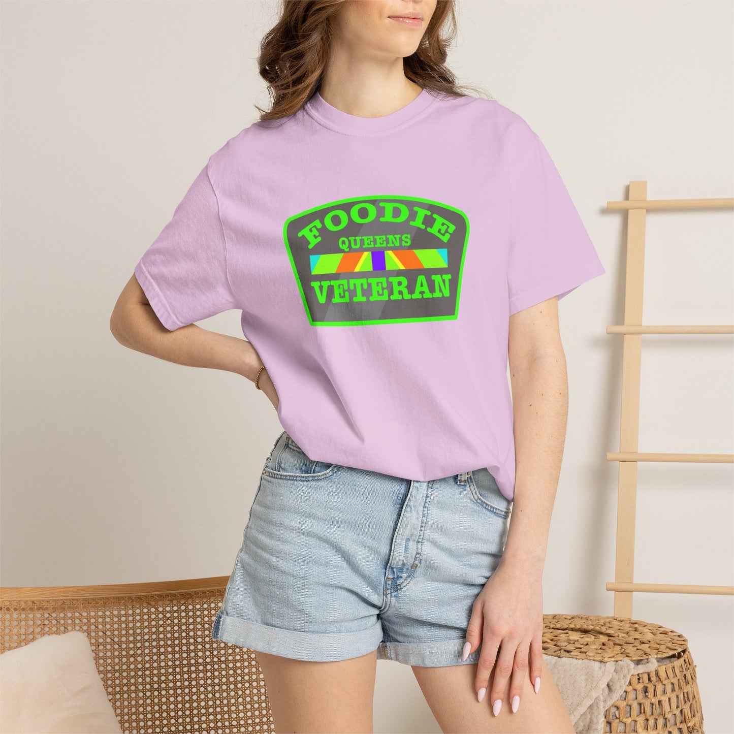 L.O.E.F Foodie Veteran QUEENS Unisex Tee Shirt (Neon Green)