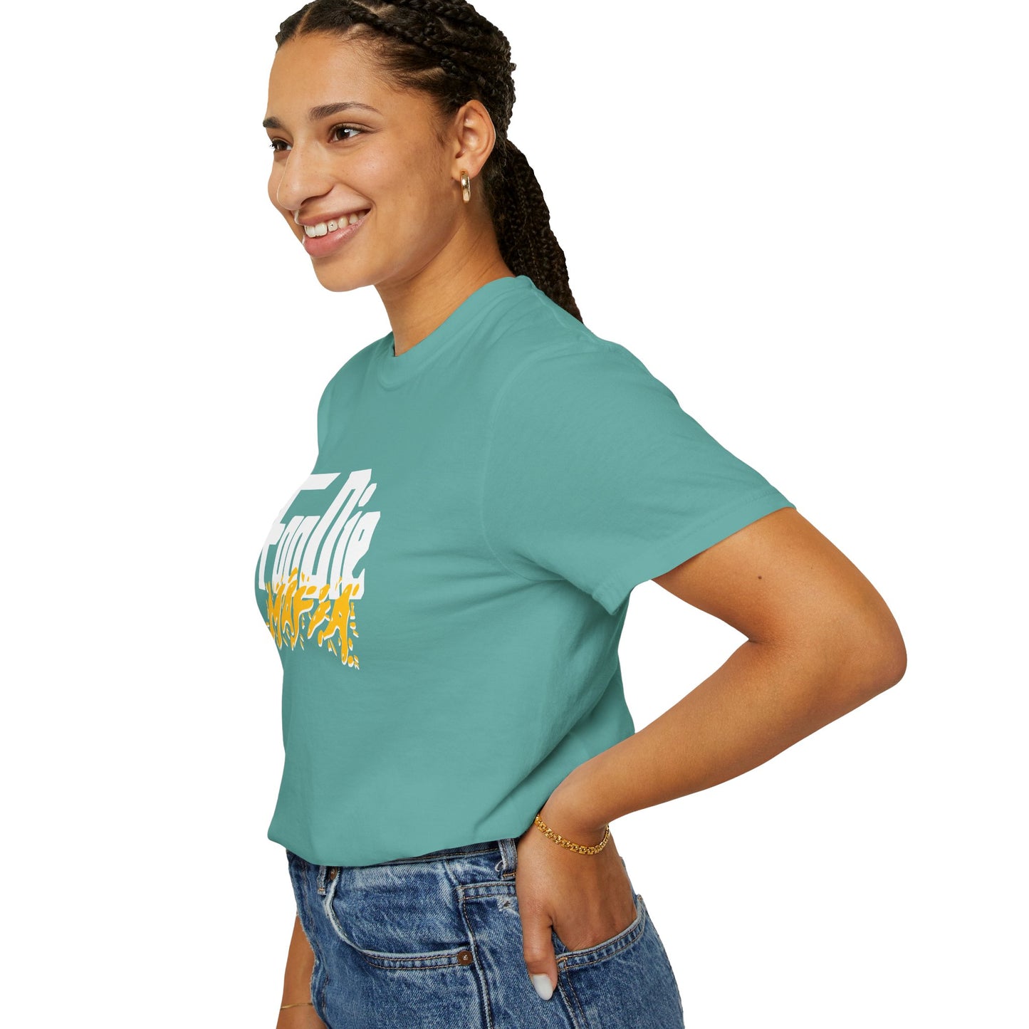 L.O.E.F White Foodie Mafia Unisex Tee Shirt (Mustard)