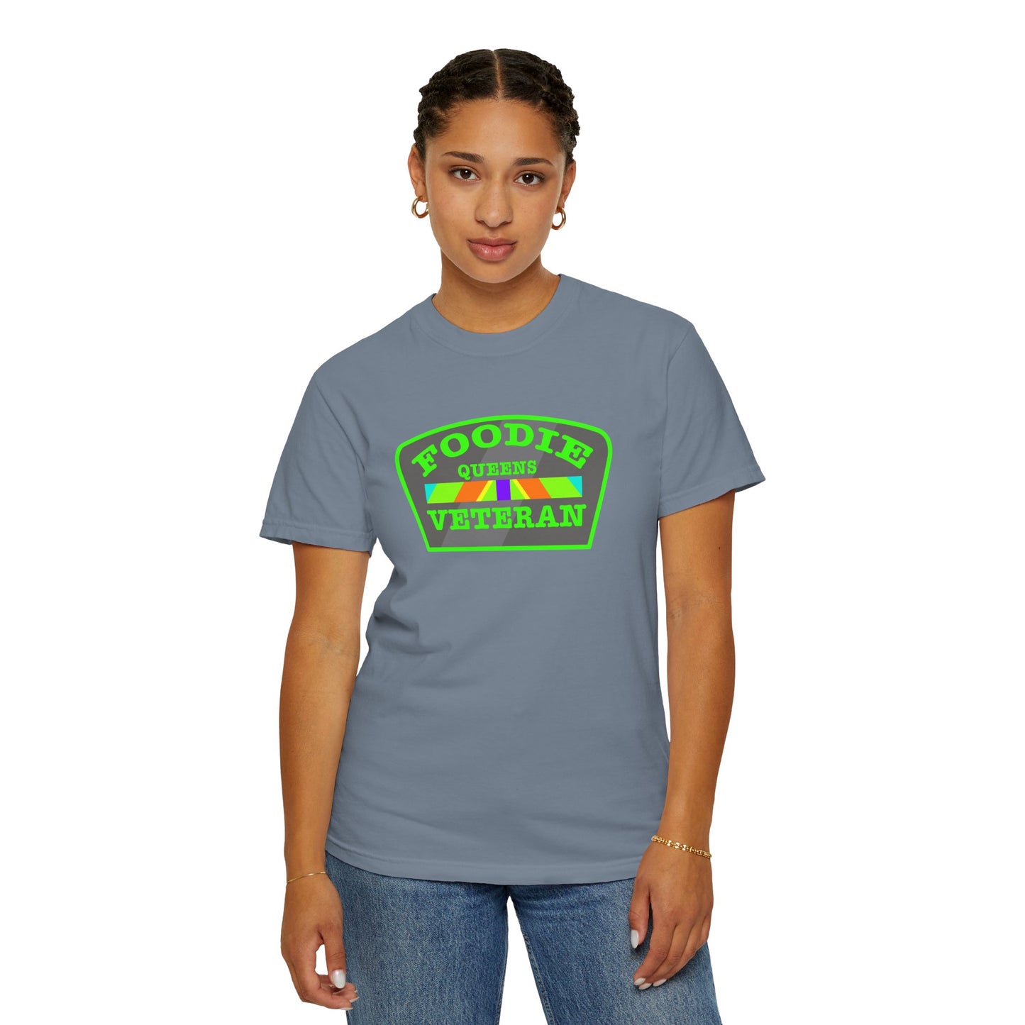 L.O.E.F Foodie Veteran QUEENS Unisex Tee Shirt (Neon Green)