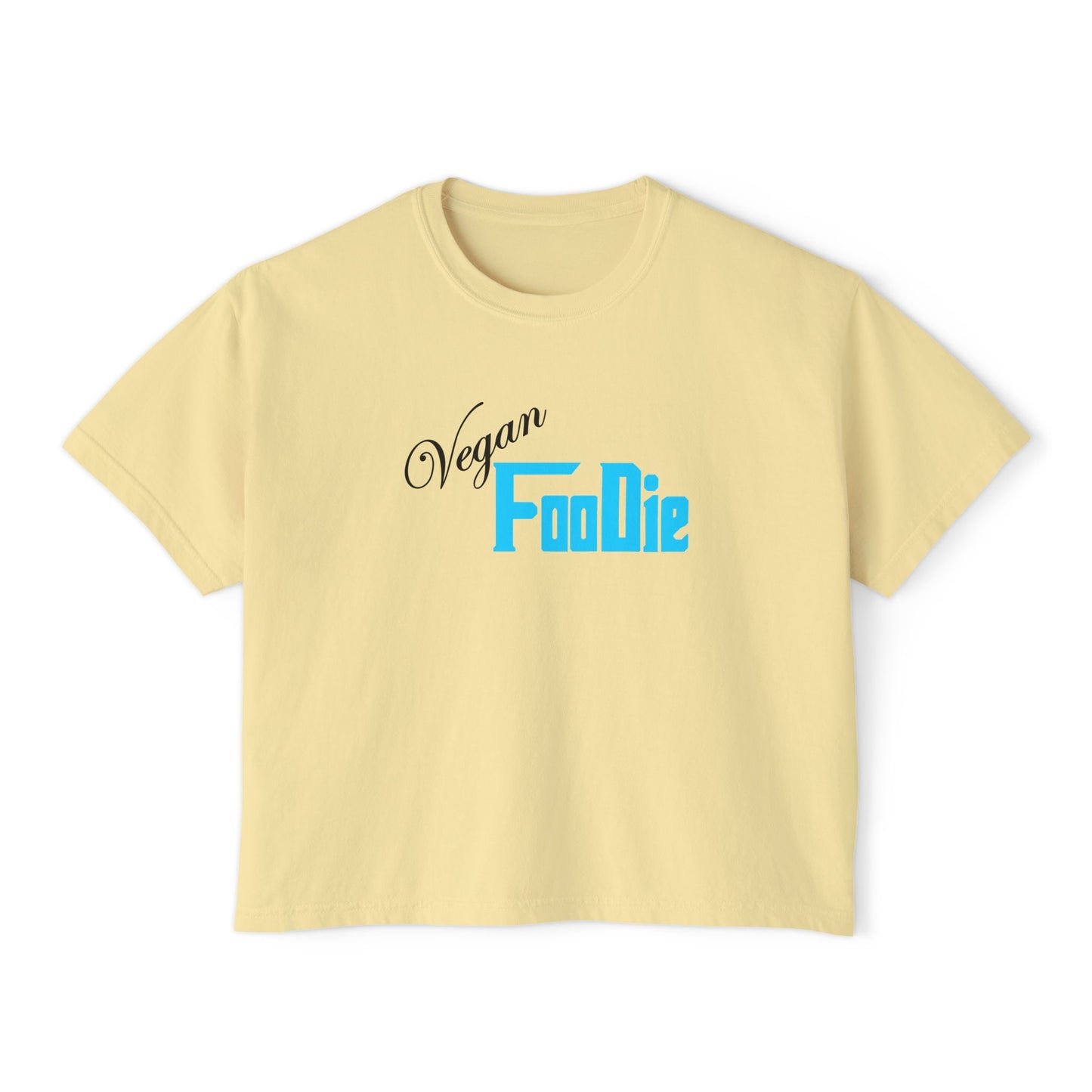 L.O.E.F Women Vegan Foodie Boxy Tee (Neon Blue)