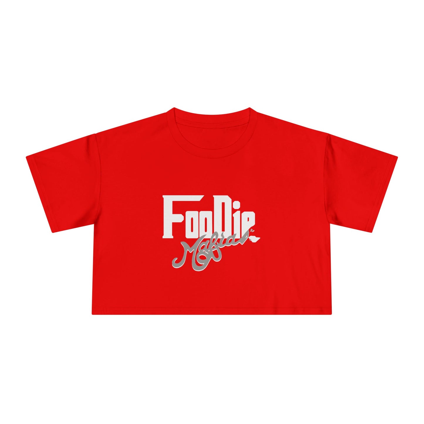 L.O.E.F White Foodie Mafia Women Crop Tee (Dark Grey)