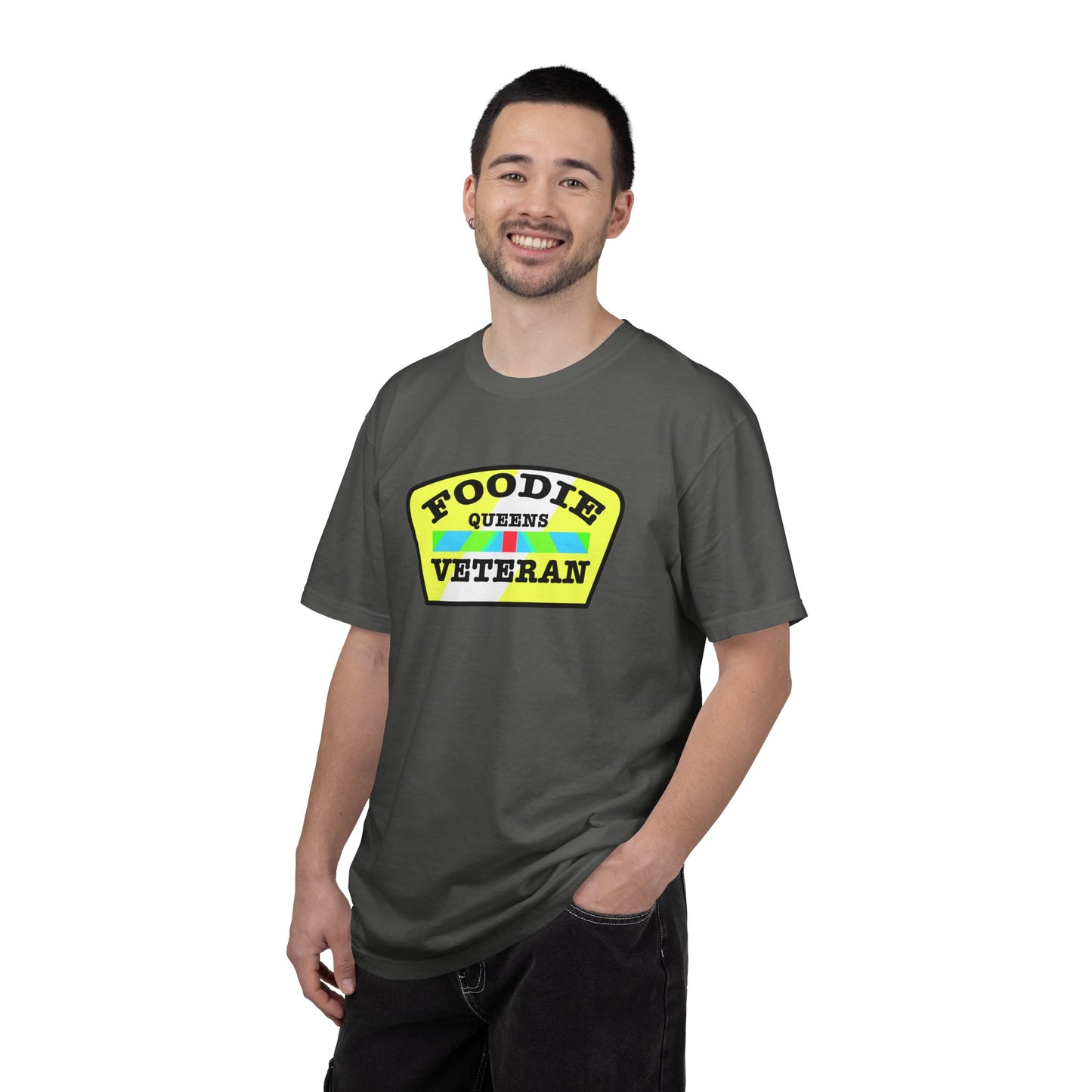 L.O.E.F Foodie Veteran QUEENS Unisex Tee Shirt (Yellow and Black)