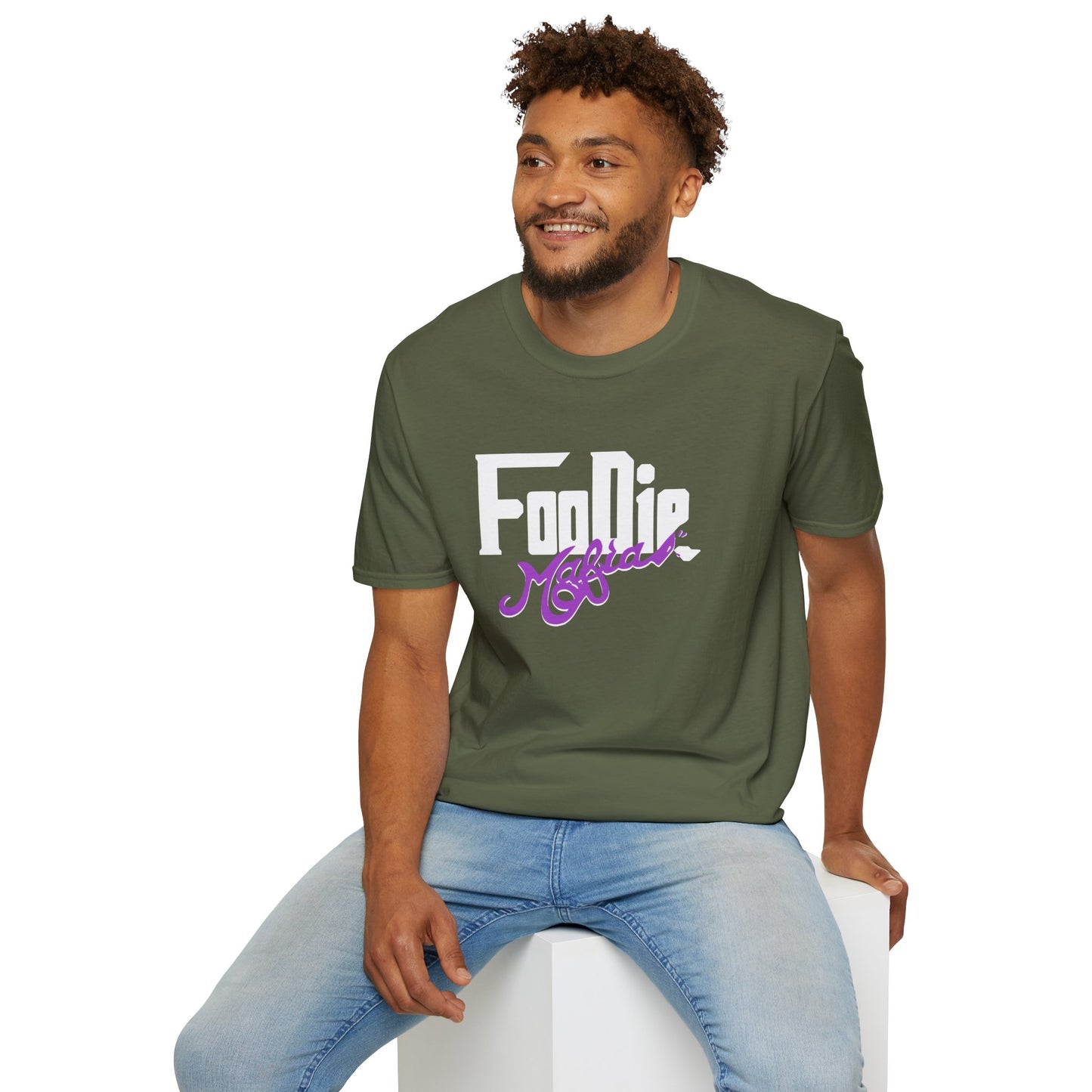 L.O.E.F White Foodie Mafia Unisex Tee Shirt  (Purple)