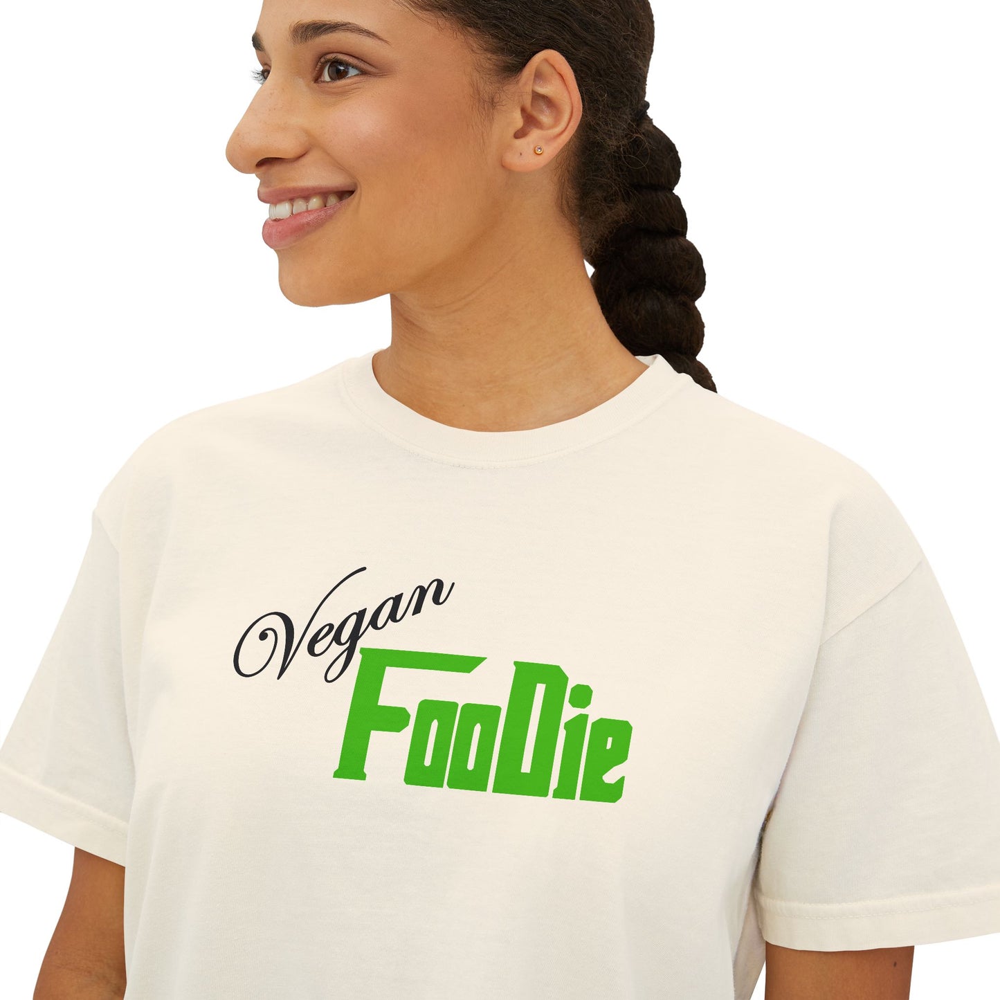 L.O.E.F Women Vegan Foodie Boxy Tee (Kelly Green)