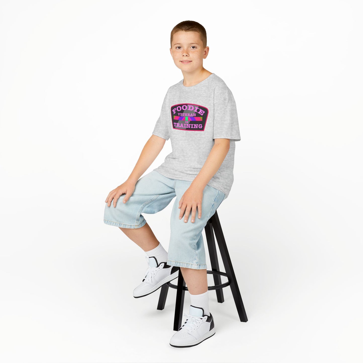 L.O.E.F Foodie Veteran In Training Kids Tee Shirt (Pink)