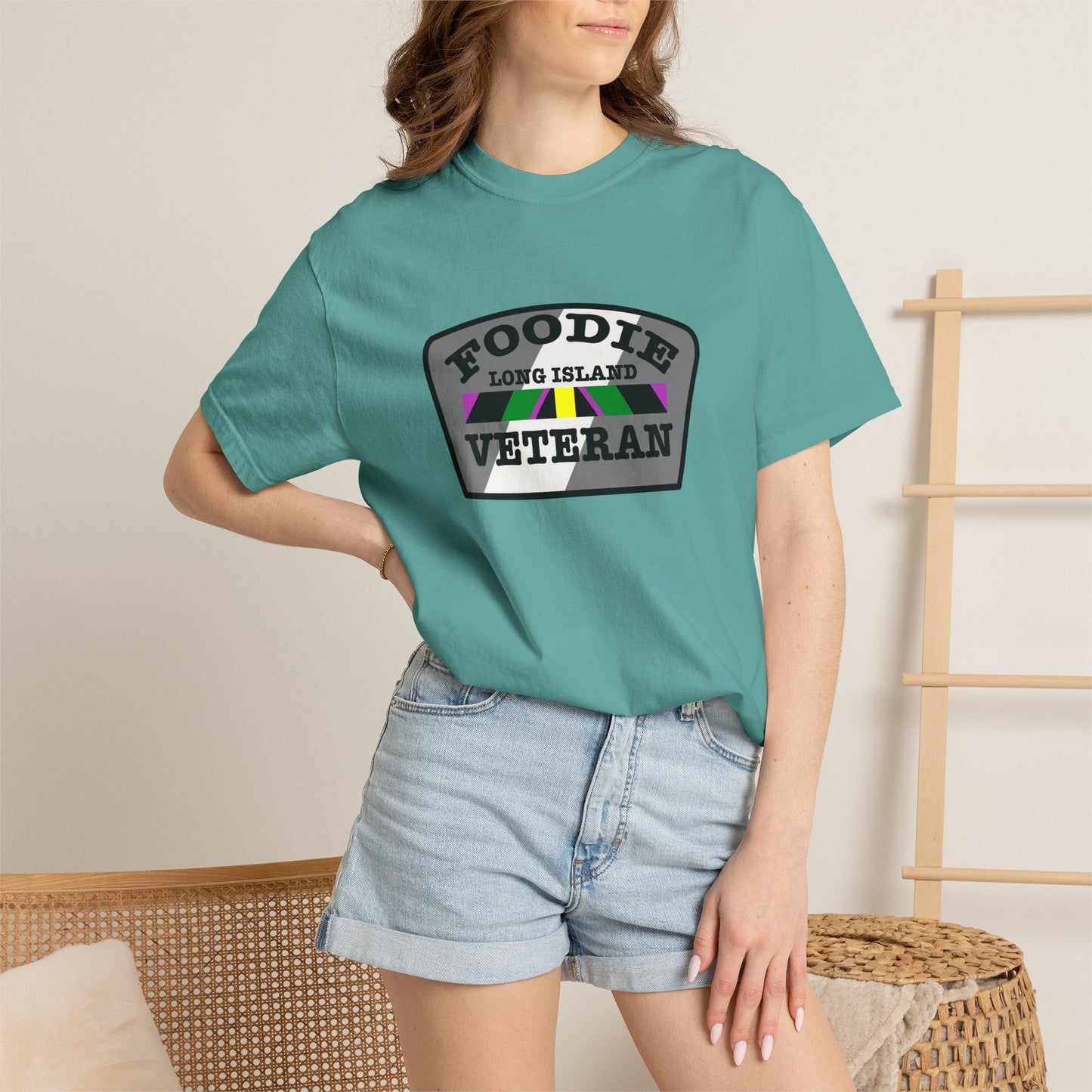 L.O.E.F Foodie Veteran Long Island Unisex Tee Shirt (Gray)