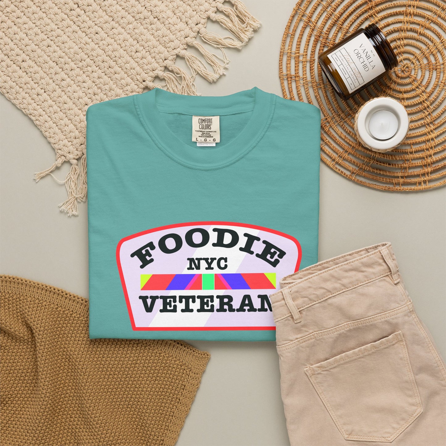 L.O.E.F Foodie Veteran NYC Unisex Tee Shirt (Soft Pink)