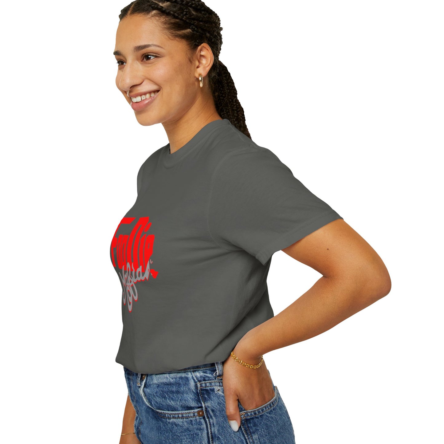 L.O.E.F Red Foodie Mafia Unisex Tee Shirt (Metallic Grey)