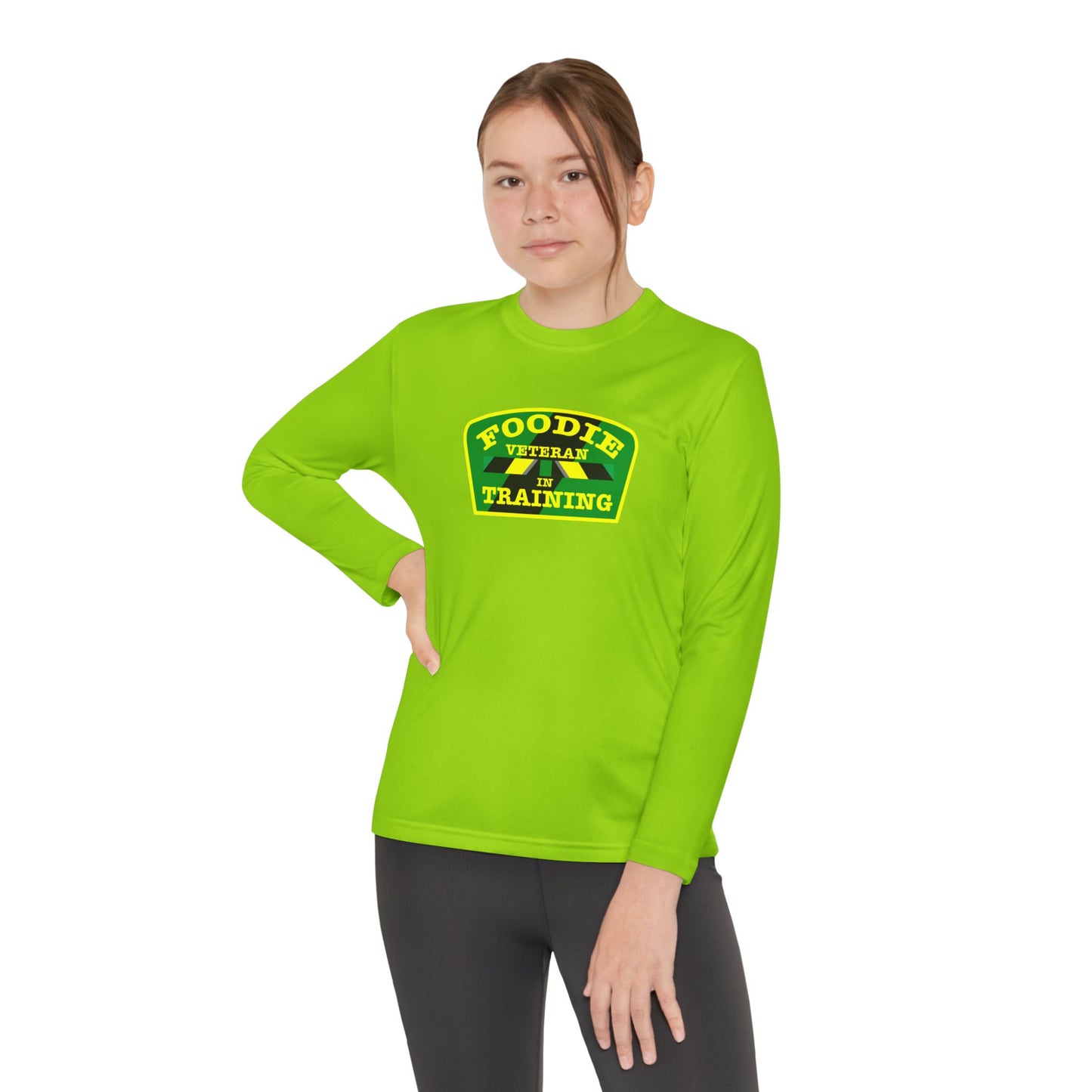 L.O.E.F Foodie Veteran In Training Youth Long Sleeve Tee (Yellow and Green)