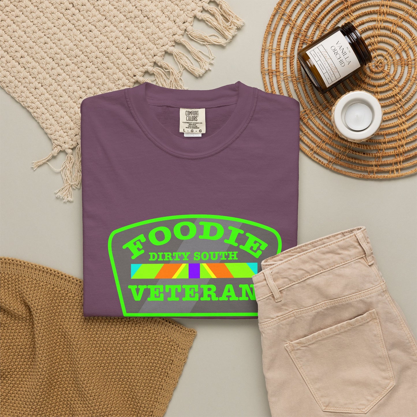 L.O.E.F Foodie Veteran DIRTY SOUTH Unisex Tee Shirt (Neon Green)