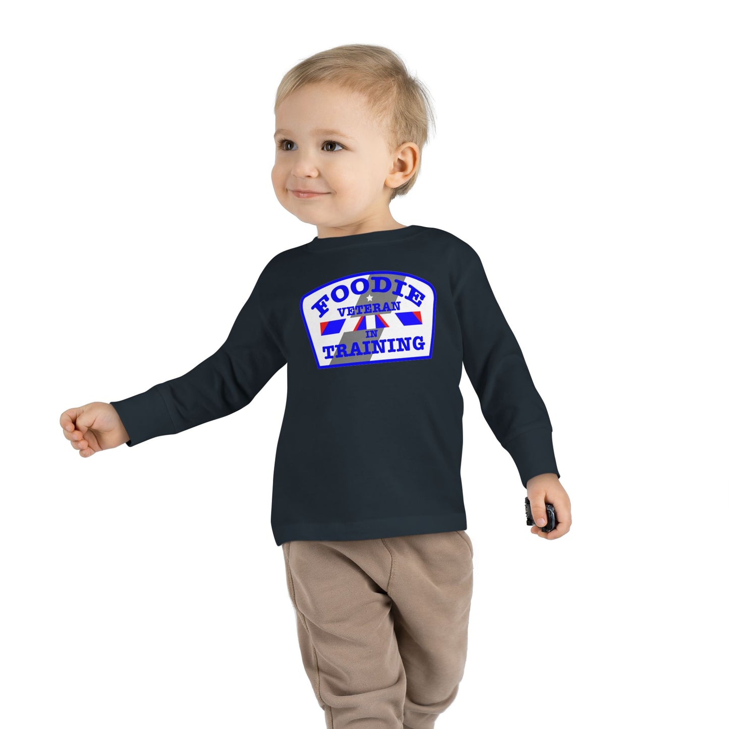 L.O.E.F Foodie Veteran In Training Toddler Long Sleeve Tee (Blue)