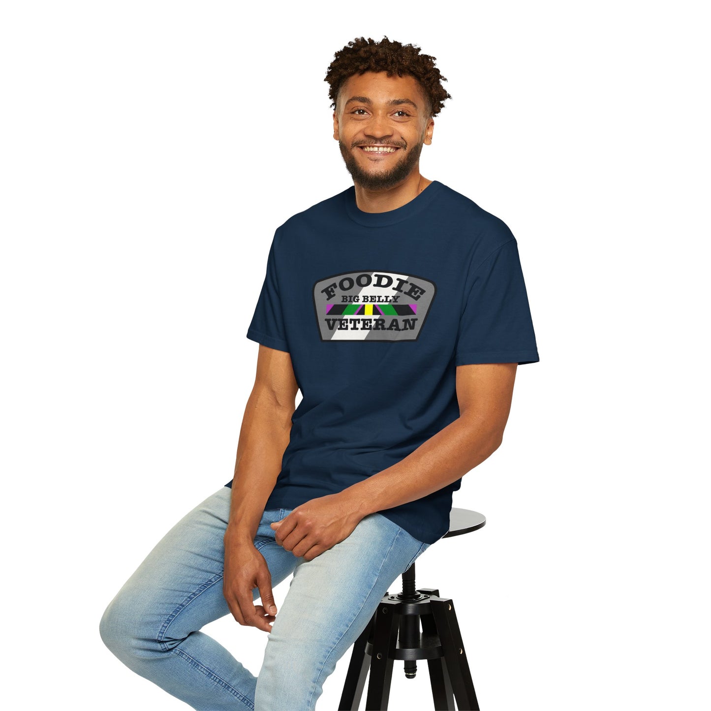 L.O.E.F Foodie Veteran Big Belly Unisex Tee Shirt (Gray)