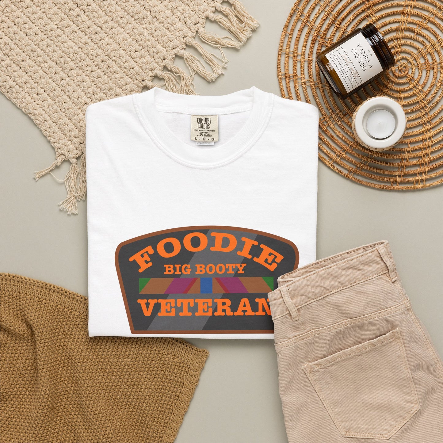 L.O.E.F Foodie Veteran BIG BOOTY Unisex Tee Shirt (Orange)