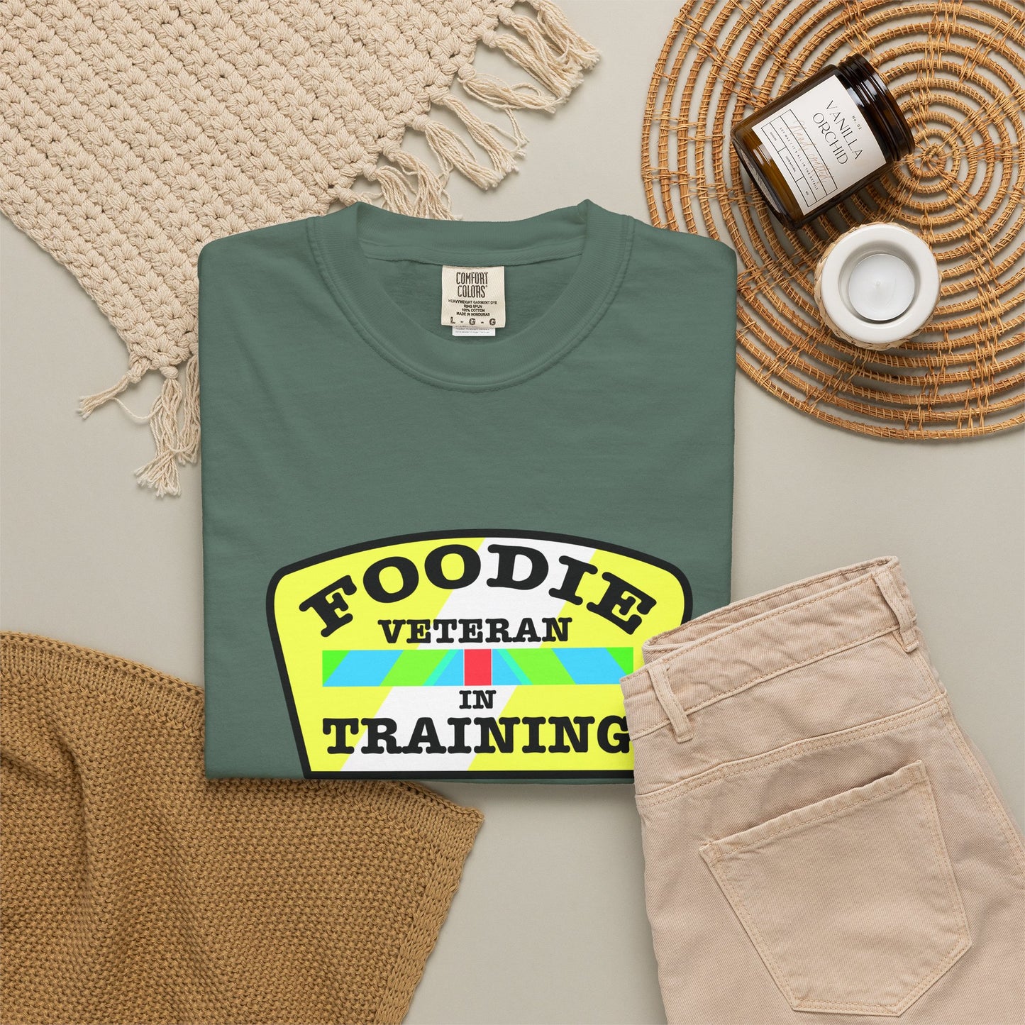 L.O.E.F Foodie Veteran IN TRAINING Unisex Tee Shirt (Yellow and Black)