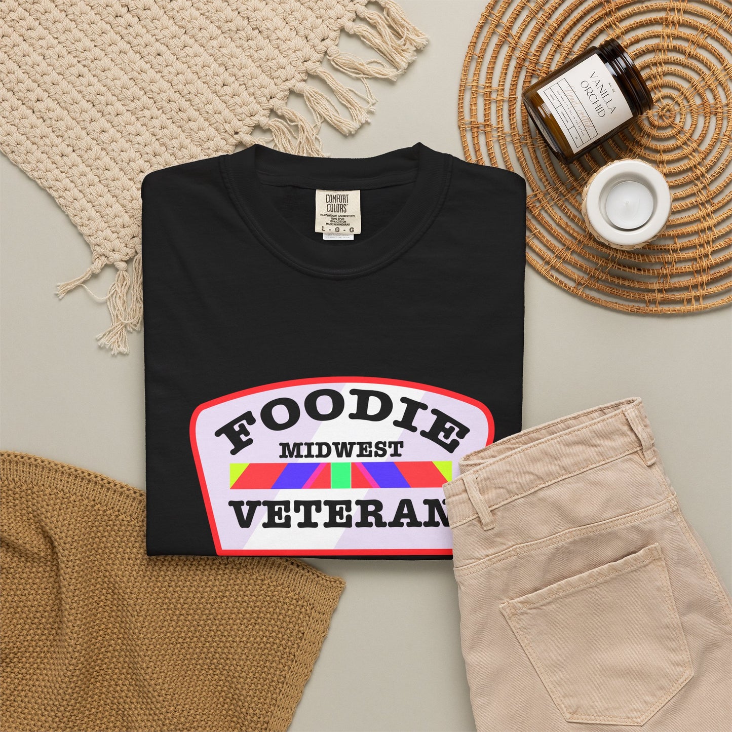 L.O.E.F Foodie Veteran MIDWEST Unisex Tee Shirt (Soft Pink)