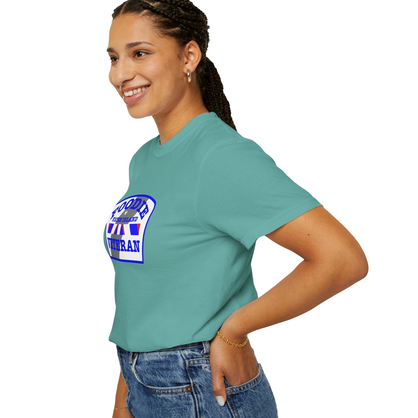 L.O.E.F Foodie Veteran STATEN ISLAND Unisex Tee Shirt (Blue)