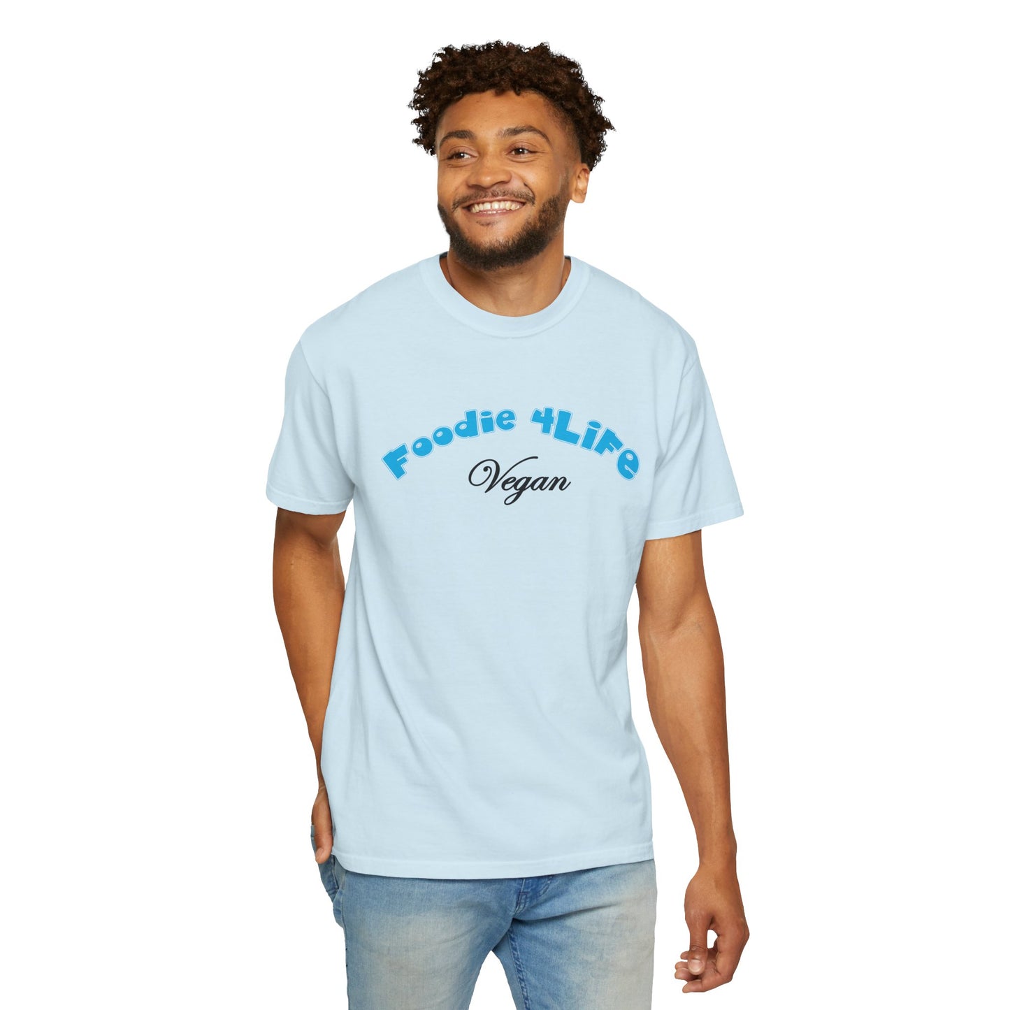 L.O.E.F Foodie 4Life Vegan Unisex Tee Shirt (Sky Blue)